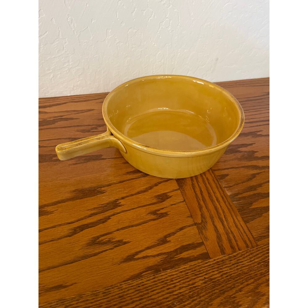Crate & Barrel Yellow Artisan Stoneware  10 Inch with handle